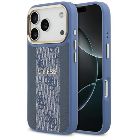 ⁨Etui Guess 4G Stripe MagSafe do iPhone   17 Pro niebieski⁩ w sklepie Wasserman.eu