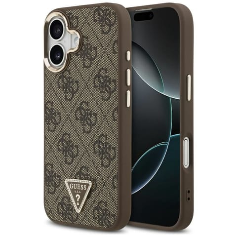 ⁨Etui Guess 4G Triangle Logo MagSafe do   iPhone 17 brązowy złoty⁩ w sklepie Wasserman.eu