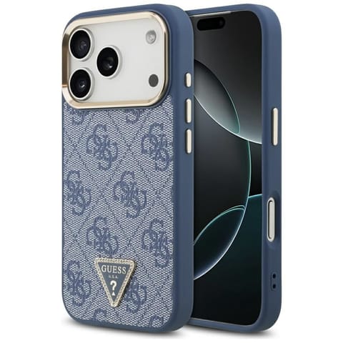 ⁨Etui Guess 4G Triangle Logo MagSafe do   iPhone 17 Pro niebieski złoty⁩ w sklepie Wasserman.eu