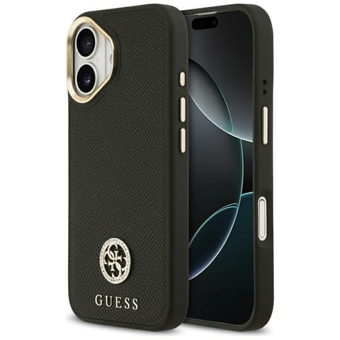 ⁨Etui Guess Grained Strass Logo MagSafe   do iPhone 17 czarny⁩ w sklepie Wasserman.eu