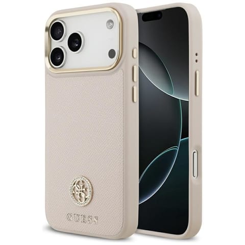 ⁨Etui Guess Grained Strass Logo MagSafe   do iPhone 17 Pro Max różowy⁩ w sklepie Wasserman.eu