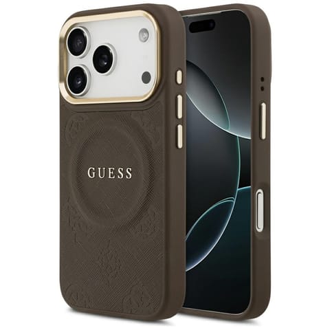 ⁨Etui Guess Peony Hot Stamp MagSafe do    iPhone 17 Pro brązowy⁩ w sklepie Wasserman.eu