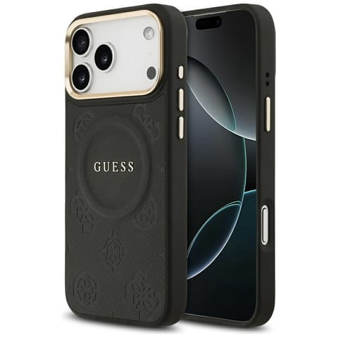 ⁨Etui Guess Peony Hot Stamp MagSafe do    iPhone 17 Pro Max czarny⁩ w sklepie Wasserman.eu