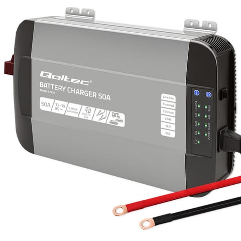 ⁨Qoltec 51957 Smart Monolith charger for LiFePO4 AGM GEL SLA batteries | 50A | 12V⁩ at Wasserman.eu