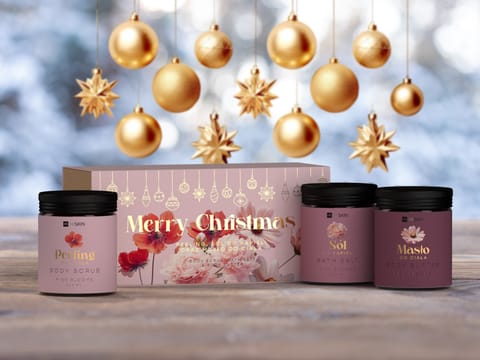 ⁨HISKIN Zestaw prezentowy Peeling do ciała + Sól do kąpieli + Masło do ciała Pink Flowers⁩ w sklepie Wasserman.eu