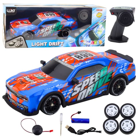 ⁨Auto Sportowe Zdalnie Sterowane RC Podświetlana Karoseria Drift Niebieskie⁩ w sklepie Wasserman.eu
