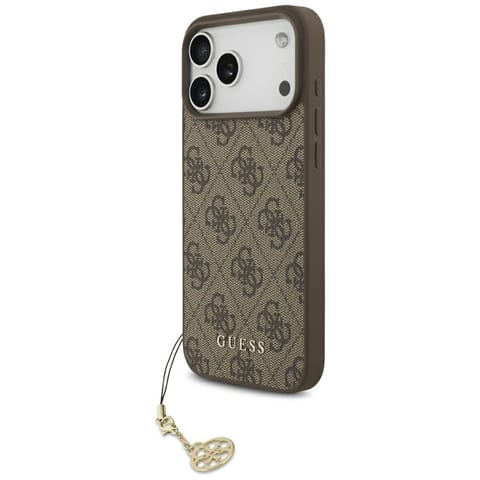 ⁨Etui Guess 4G Charms Collection MagSafe  do iPhone 17 Pro Max brązowy⁩ w sklepie Wasserman.eu