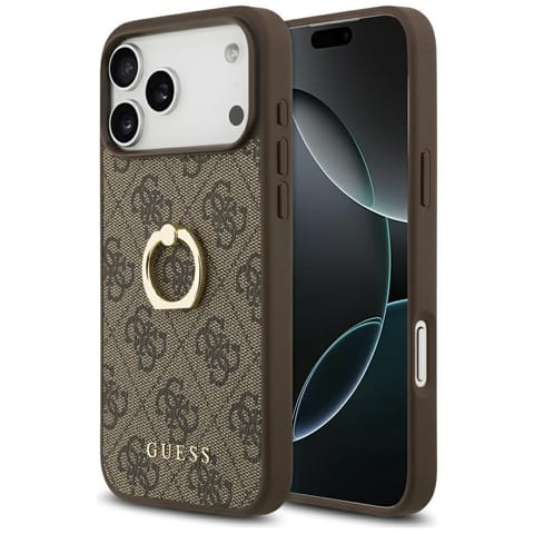 ⁨Etui Guess 4G Ring Stand do iPhone 17    Pro Max brązowy⁩ w sklepie Wasserman.eu