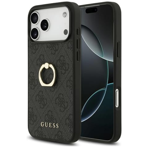 ⁨Etui Guess 4G Ring Stand do iPhone 17    Pro Max czarny⁩ w sklepie Wasserman.eu
