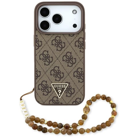 ⁨Etui Guess 4G Strap Triangle Logo        MagSafe do iPhone 17 Pro brązowy⁩ w sklepie Wasserman.eu