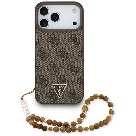⁨Etui Guess 4G Strap Triangle Logo        MagSafe do iPhone 17 Pro Max brązowy⁩ w sklepie Wasserman.eu
