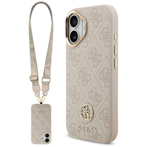 ⁨Etui Guess 4G Strass Logo & Big Strap    Metal Buttons MagSafe do iPhone 17 różowy⁩ w sklepie Wasserman.eu