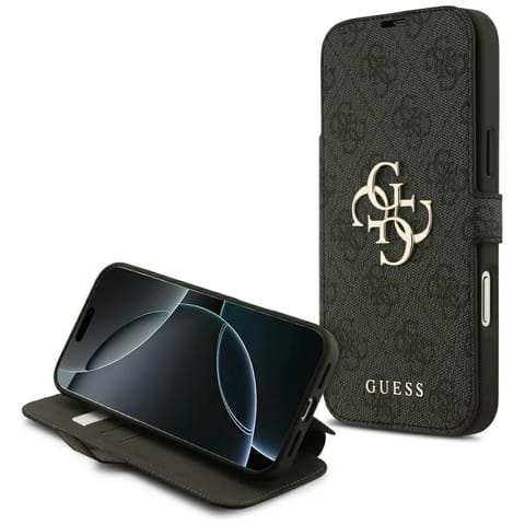 ⁨Etui Guess Book 4G Metal Logo do iPhone  17 Pro Max czarny⁩ w sklepie Wasserman.eu
