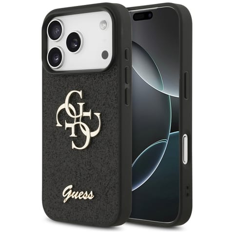 ⁨Etui Guess Fixed Glitter Big 4G do       iPhone 17 Pro czarny⁩ w sklepie Wasserman.eu