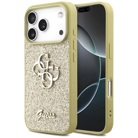 ⁨Etui Guess Fixed Glitter Big 4G do       iPhone 17 Pro złoty⁩ w sklepie Wasserman.eu