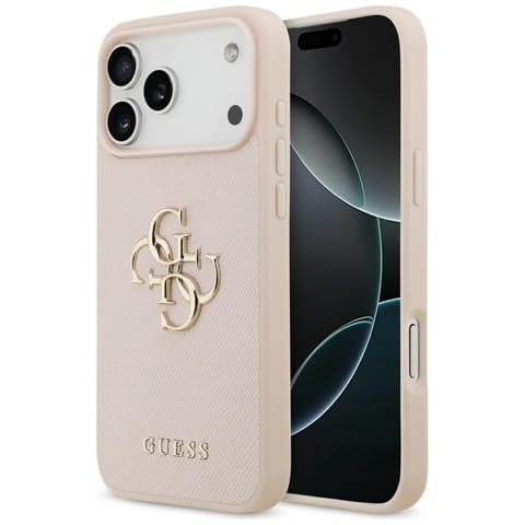 ⁨Etui Guess Grained Big 4G & Classic Logo do iPhone 17 Pro Max różowy⁩ w sklepie Wasserman.eu