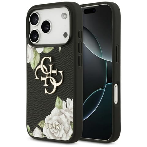 ⁨Etui Guess Grained Roses & Big 4G Logo   do iPhone 17 Pro czarny⁩ w sklepie Wasserman.eu