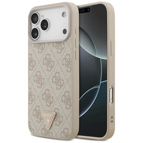 ⁨Etui Guess Leather 4G Triangle Strass    MagSafe do iPhone 17 Pro Max różowy⁩ w sklepie Wasserman.eu