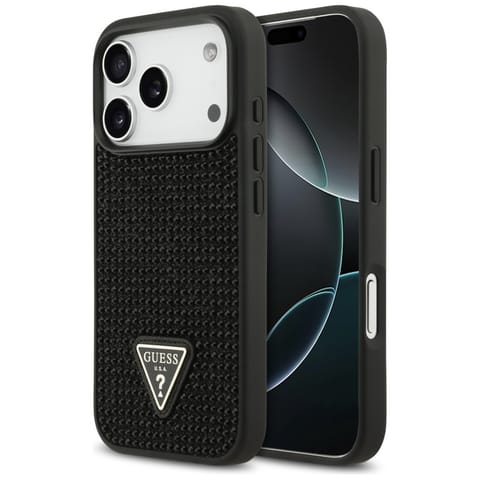 ⁨Etui Guess Rhinestone Triangle Logo do   iPhone 17 Pro czarny⁩ w sklepie Wasserman.eu