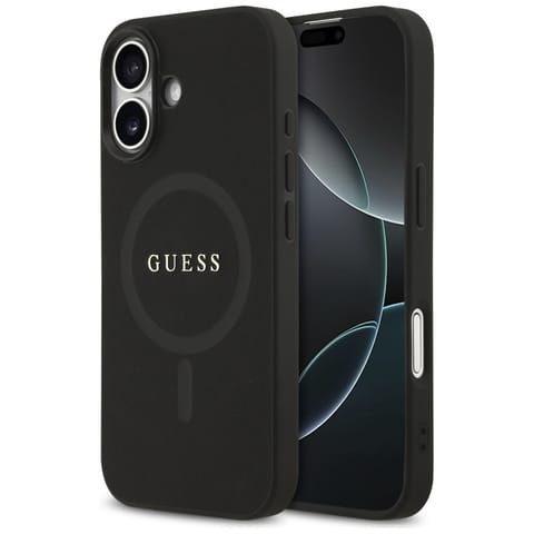 ⁨Etui Guess Saffiano Classic Logo MagSafe do iPhone 17 czarny⁩ w sklepie Wasserman.eu