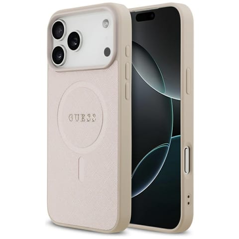 ⁨Etui Guess Saffiano Classic Logo MagSafe do iPhone 17 Pro Max różowy⁩ w sklepie Wasserman.eu