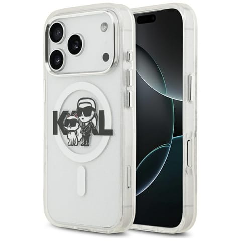 ⁨Etui Karl Lagerfeld IML Glitter Karl &   Choupette Sketch Logo MagSafe do iPhone 17 Pro przezroczysty⁩ w sklepie Wasserman.eu