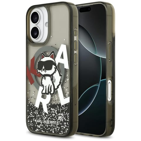 ⁨Etui Karl Lagerfeld Liquid Glitter       Choupette Logo MagSafe do iPhone 17 czarny⁩ w sklepie Wasserman.eu