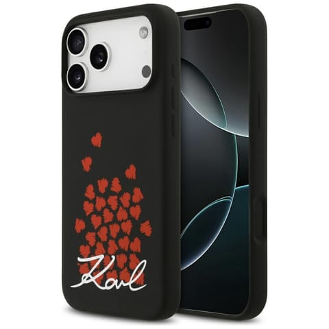 ⁨Etui Karl Lagerfeld Silicone Heart Sign  Logo MagSafe do iPhone 17 Pro Max czarny⁩ w sklepie Wasserman.eu