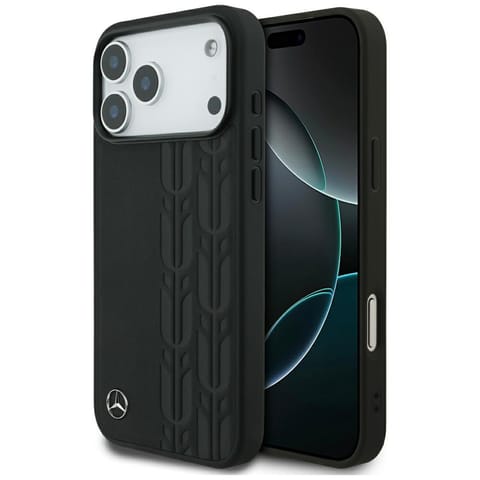 ⁨Etui Mercedes Leather Laurel Leaves      MagSafe do iPhone 17 Pro Max czarny⁩ w sklepie Wasserman.eu