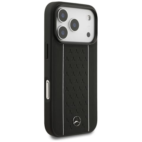 ⁨Etui Mercedes Leather Star Pattern       Stripes MagSafe do iPhone 17 Pro czarny⁩ w sklepie Wasserman.eu