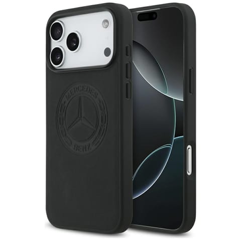 ⁨Etui Mercedes Leather Vintage Logo       MagSafe do iPhone 17 Pro Max czarny⁩ w sklepie Wasserman.eu