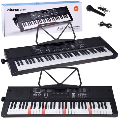 ⁨Organy KEYBOARD KLASYCZNY 61-klawiszy w dotyku jak drewno + mikrofon IN0184⁩ w sklepie Wasserman.eu