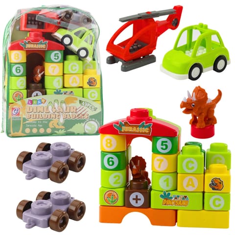 ⁨Klocki Konstrukcyjne Edukacyjne W Plecaku Dinozaury Cyfry Litery 49 el.⁩ w sklepie Wasserman.eu
