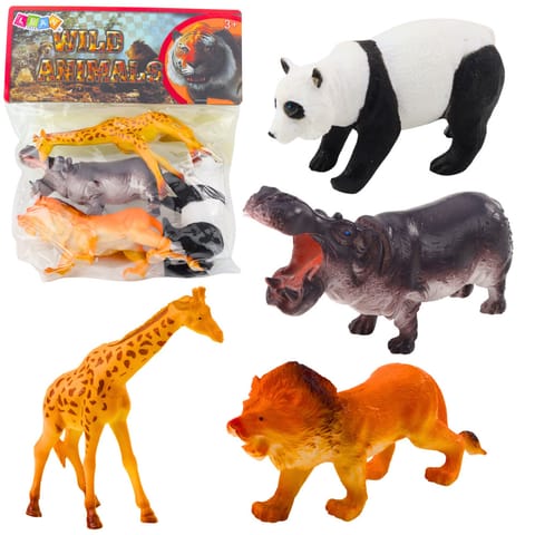 ⁨Zestaw Figurki Dzikie Zwierzęta Safari  Panda Żyrafa Lew Hipopotam 4 szt.⁩ w sklepie Wasserman.eu