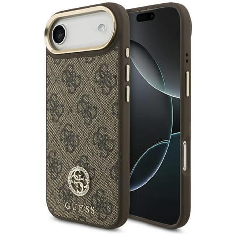 ⁨Etui Guess 4G Strass Logo MagSafe do     iPhone Air brązowy⁩ w sklepie Wasserman.eu