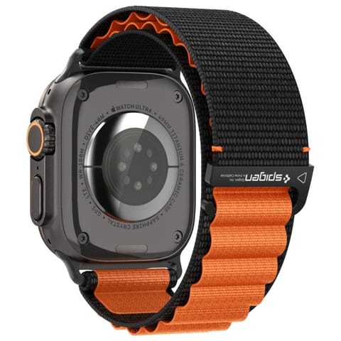 ⁨Pasek Spigen WBF1 do Apple Watch         6/7/8/9/10/11/SE/SE 3/Ultra 1/Ultra 2 44/45/46/49mm czarno-pomarańczowy⁩ w sklepie Wasserman.eu