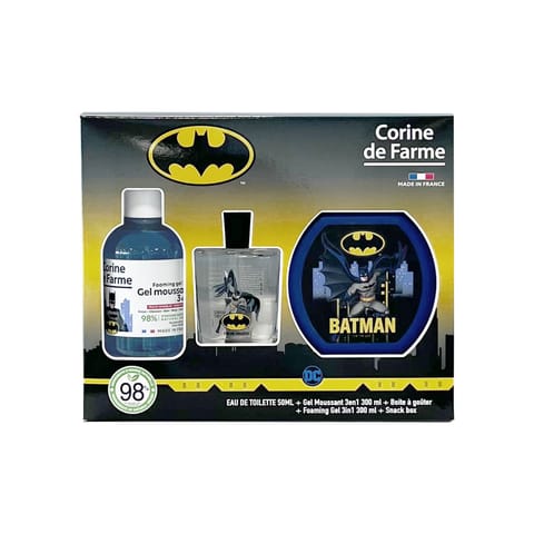 ⁨CORINA DE FARME Zestaw Batman Woda toaletowa 50 ml + Żel pieniący 3w1 300 ml + Pudełko na przekąski⁩ w sklepie Wasserman.eu