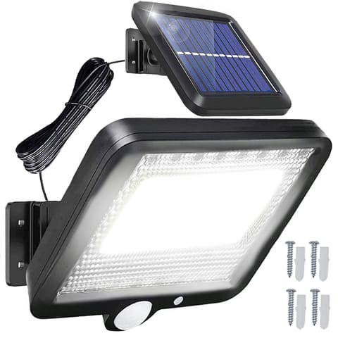 ⁨Lampa solarna zewnętrzna z czujnikami ruchu zmierzchu 100 LED⁩ w sklepie Wasserman.eu