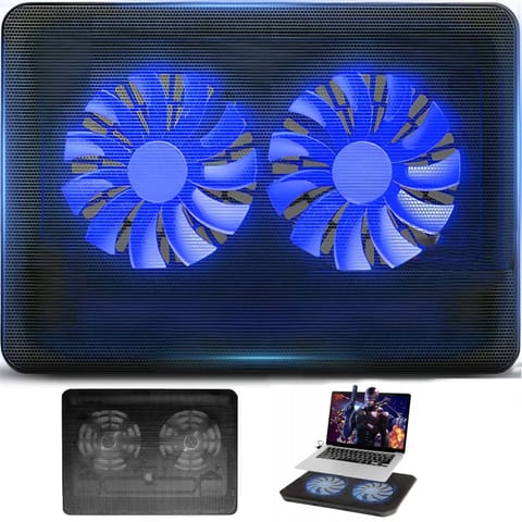 Podstawka chłodząca pod laptop 2 wentylatory LED 12-15,4'' w sklepie Wasserman.eu