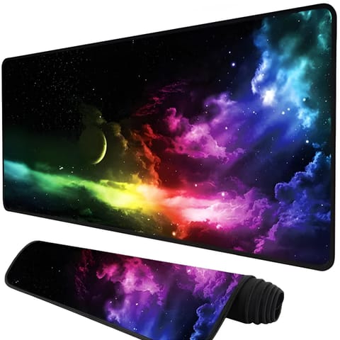 Podkładka mata gamingowa na biurko pod mysz XXL 90 x 40 cm - tęczowa w sklepie Wasserman.eu