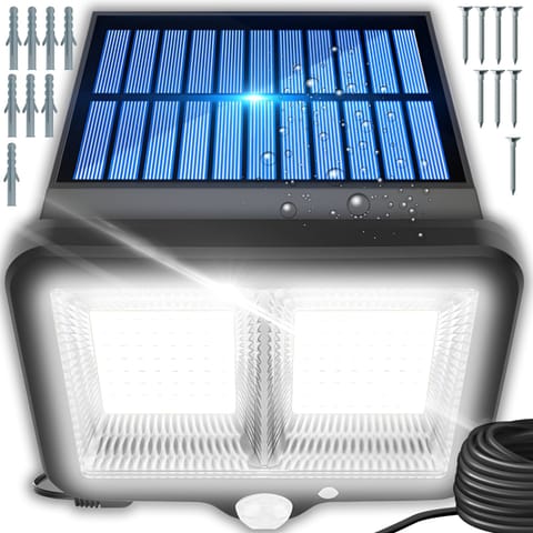 ⁨Lampa solarna zewnętrzna z czujnikiem ruchu zmierzchu 98 LED⁩ w sklepie Wasserman.eu