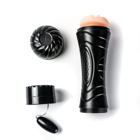 ⁨Masturbator Z Wibracją Wagina  Cyberskóra Baterie Czarny⁩ w sklepie Wasserman.eu