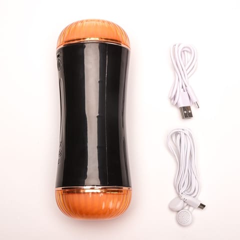 ⁨Masturbator Z Wibracją Dwustronny Wagina Anus  Cyberskóra Ładowany Usb Czarny⁩ w sklepie Wasserman.eu