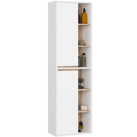 ⁨SZAFKA ŁAZIENKOWA WISZĄCA VAMI W50 2D 6P BIAŁA / DĄB SONOMA⁩ w sklepie Wasserman.eu