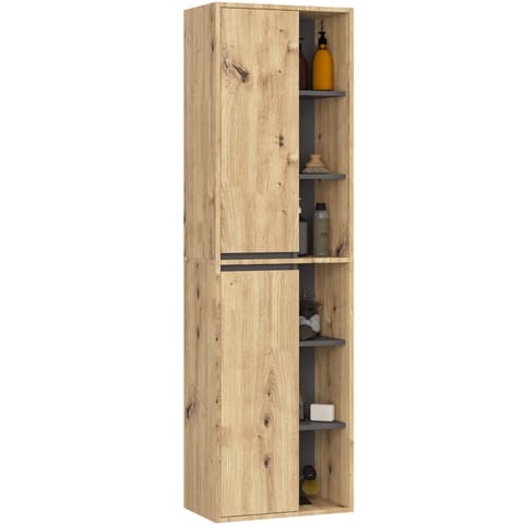 ⁨SZAFKA ŁAZIENKOWA WISZĄCA VAMI W50 2D 6P DĄB ARTISAN / GRAFIT SZARY⁩ w sklepie Wasserman.eu