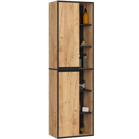 ⁨SZAFKA ŁAZIENKOWA WISZĄCA VAMI W50 2D 6P DĄB CRAFT / CZARNY⁩ w sklepie Wasserman.eu
