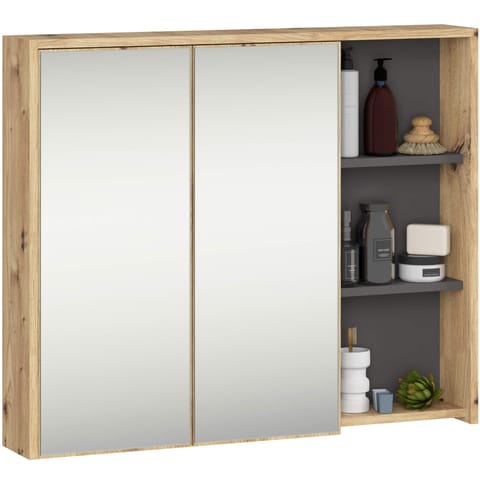 ⁨SZAFKA ŁAZIENKOWA WISZĄCA VAMI W90 2D 3P LO DĄB ARTISAN / GRAFIT SZARY⁩ w sklepie Wasserman.eu