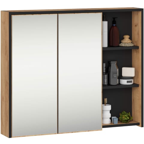 ⁨SZAFKA ŁAZIENKOWA WISZĄCA VAMI W90 2D 3P LO DĄB CRAFT / CZARNY⁩ w sklepie Wasserman.eu