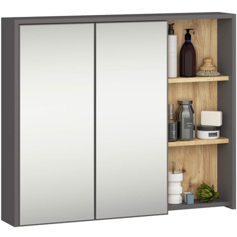⁨SZAFKA ŁAZIENKOWA WISZĄCA VAMI W90 2D 3P LO GRAFIT SZARY / DĄB ARTISAN⁩ w sklepie Wasserman.eu