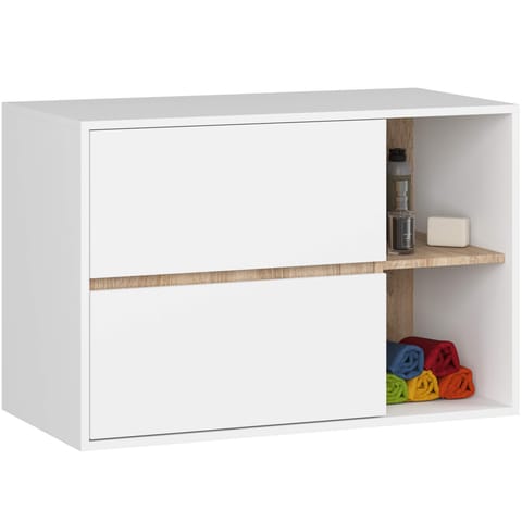 ⁨SZAFKA ŁAZIENKOWA POD UMYWALKĘ VAMI W90 2SZ 2P PK BIAŁA / DĄB SONOMA⁩ w sklepie Wasserman.eu